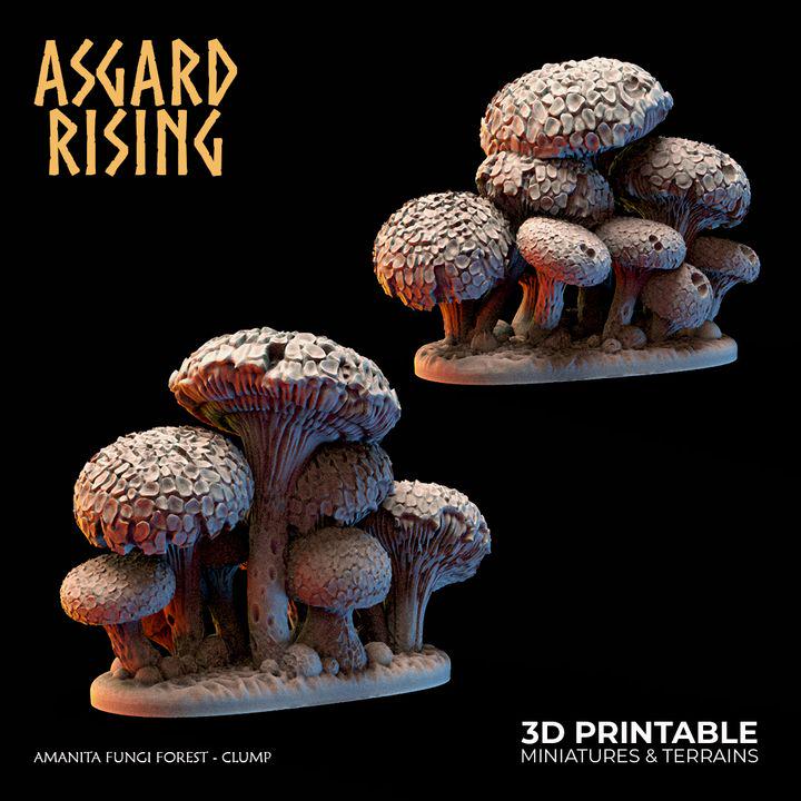 Amanita Fungi Forest clump Terrain | Unpainted Resin Mushroom Scatter | Fantasy RPG Diorama