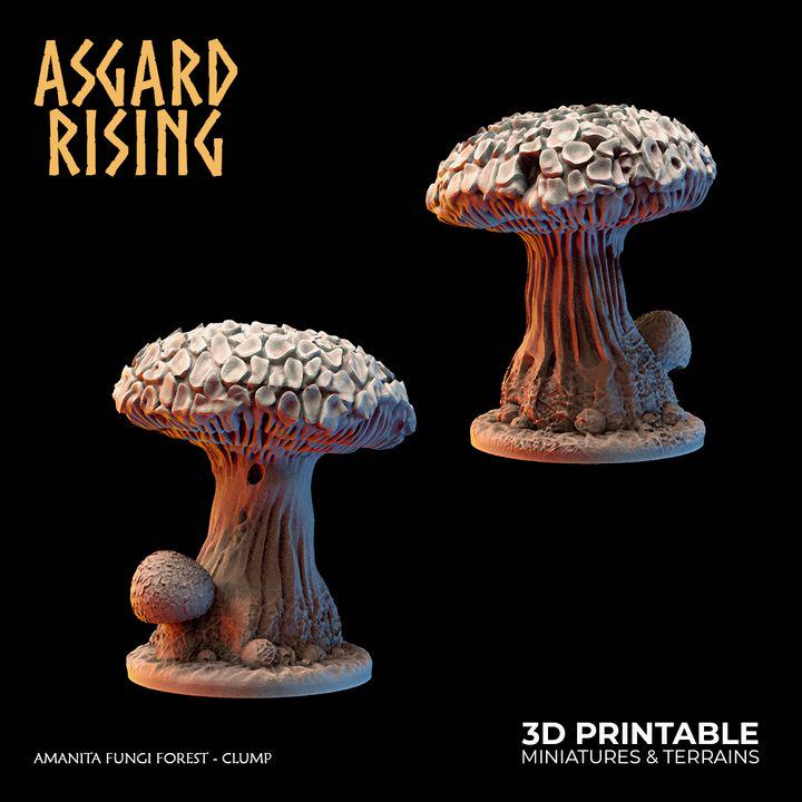 Amanita Fungi Forest clump Terrain | Unpainted Resin Mushroom Scatter | Fantasy RPG Diorama