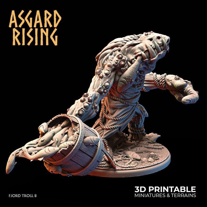 Fjord Trolls Resin Miniature | Asgard Rising 32mm Fantasy Trolls for Tabletop RPG, Wargaming, DnD Terrain