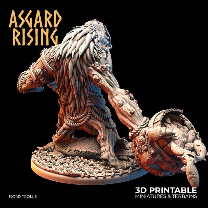 Fjord Trolls Resin Miniature | Asgard Rising 32mm Fantasy Trolls for Tabletop RPG, Wargaming, DnD Terrain