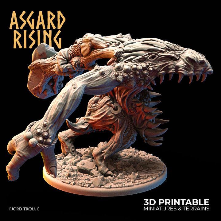 Fjord Trolls Resin Miniature | Asgard Rising 32mm Fantasy Trolls for Tabletop RPG, Wargaming, DnD Terrain