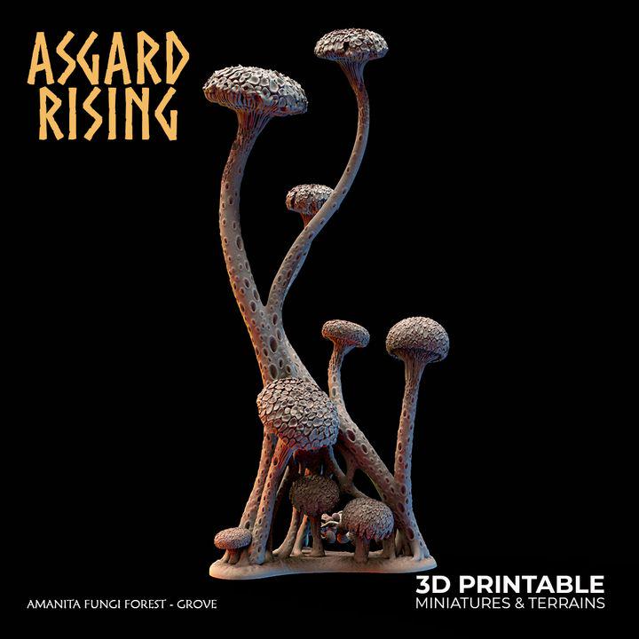 Amanita Fungi Forest Grove Terrain | Unpainted Resin Mushroom Scatter | Fantasy RPG Diorama