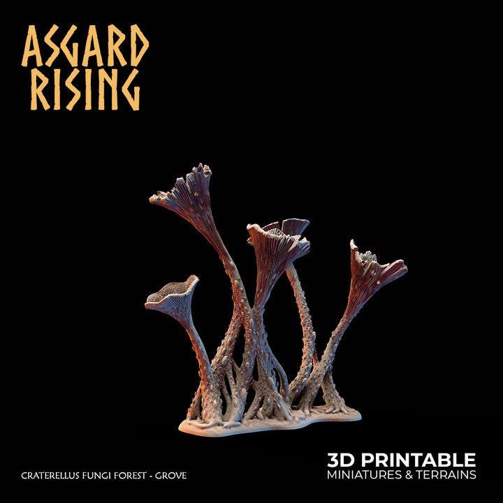 Craterellus Fungi Forest Grove Terrain | Unpainted Resin Mushroom Scatter | Fantasy RPG Diorama
