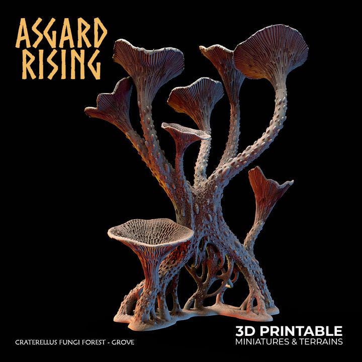 Craterellus Fungi Forest Grove Terrain | Unpainted Resin Mushroom Scatter | Fantasy RPG Diorama