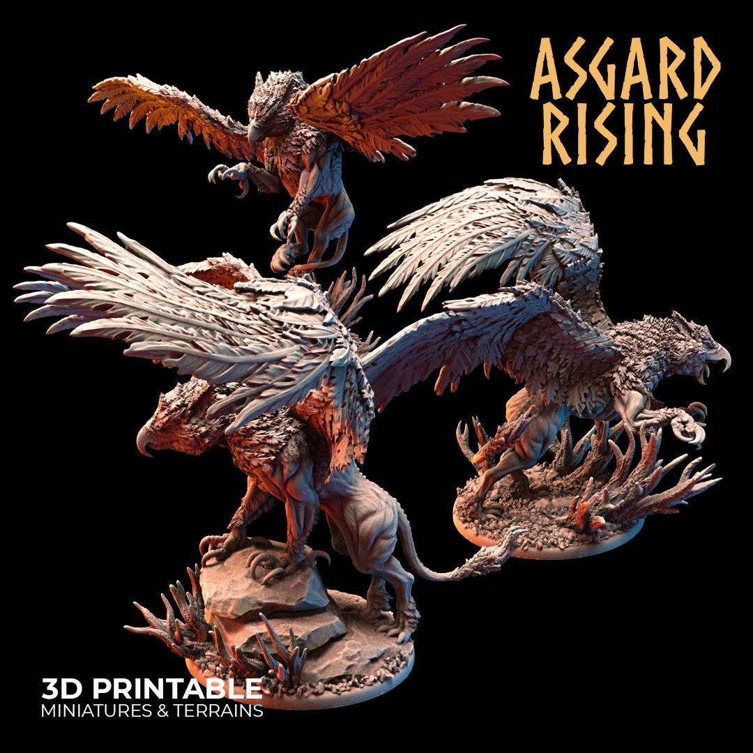 Griffins by Asgard Rising Resin Monster Miniatures for Dungeons and Dragons and other TTRPG ( ships unpainted and un assembled)