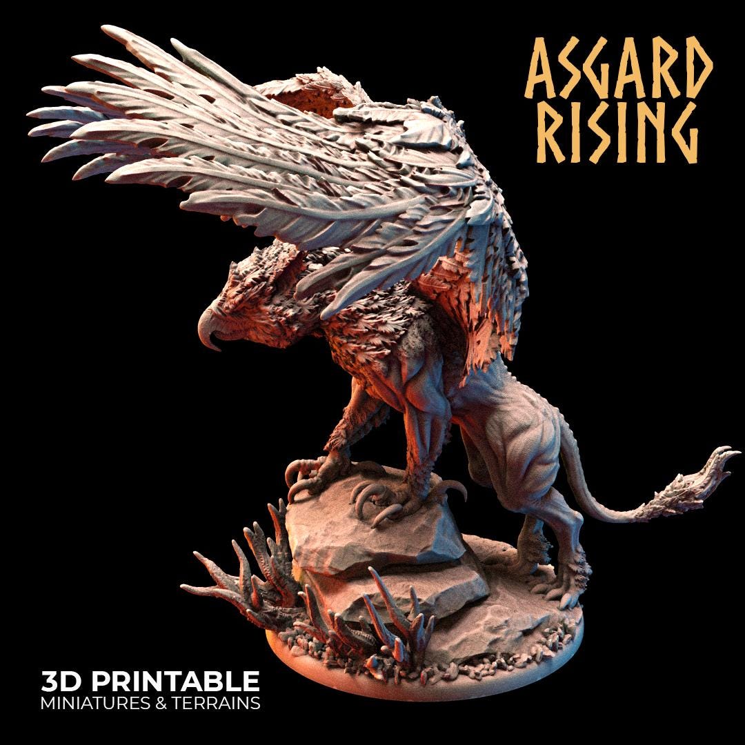 Griffins by Asgard Rising Resin Monster Miniatures for Dungeons and Dragons and other TTRPG ( ships unpainted and un assembled)
