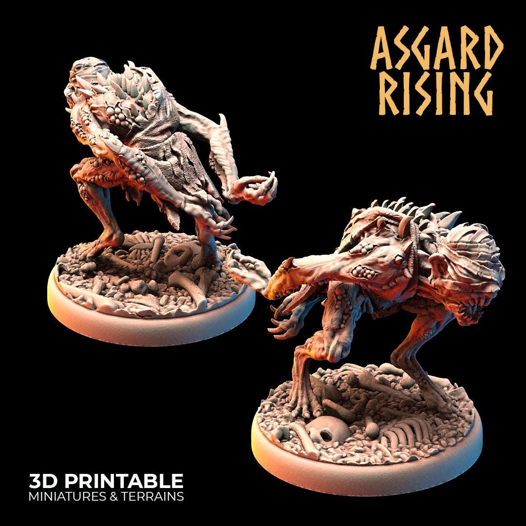 Ghuls - 32mm Resin DnD Ghoul Miniatures  Asgard Rising | Unpainted