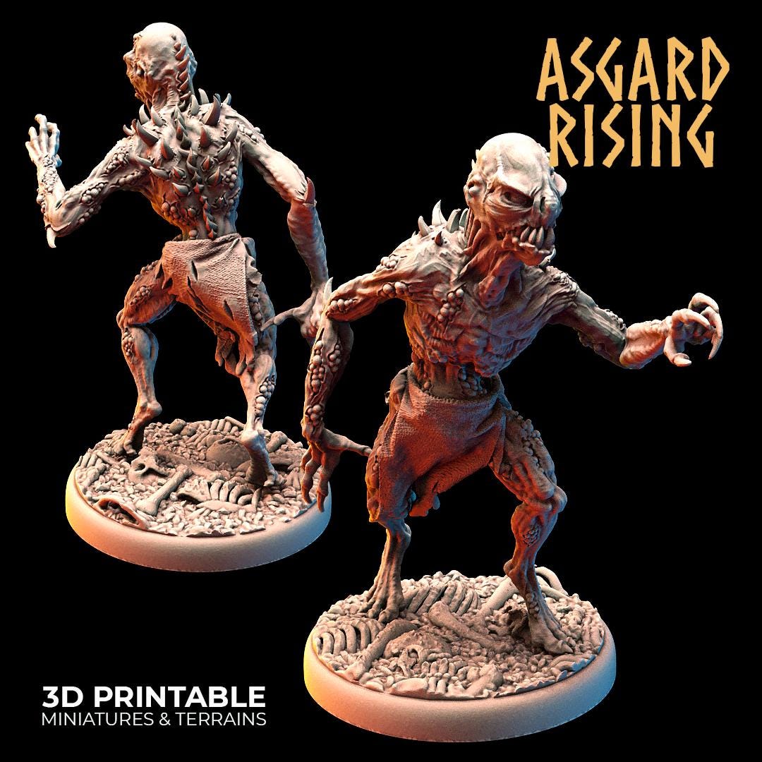 Ghuls - 32mm Resin DnD Ghoul Miniatures  Asgard Rising | Unpainted