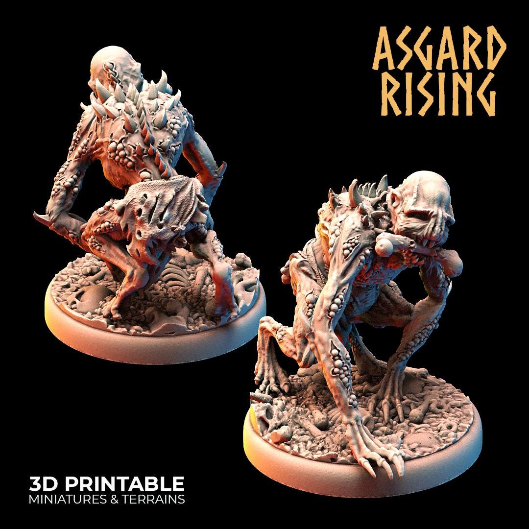 Ghuls - 32mm Resin DnD Ghoul Miniatures  Asgard Rising | Unpainted