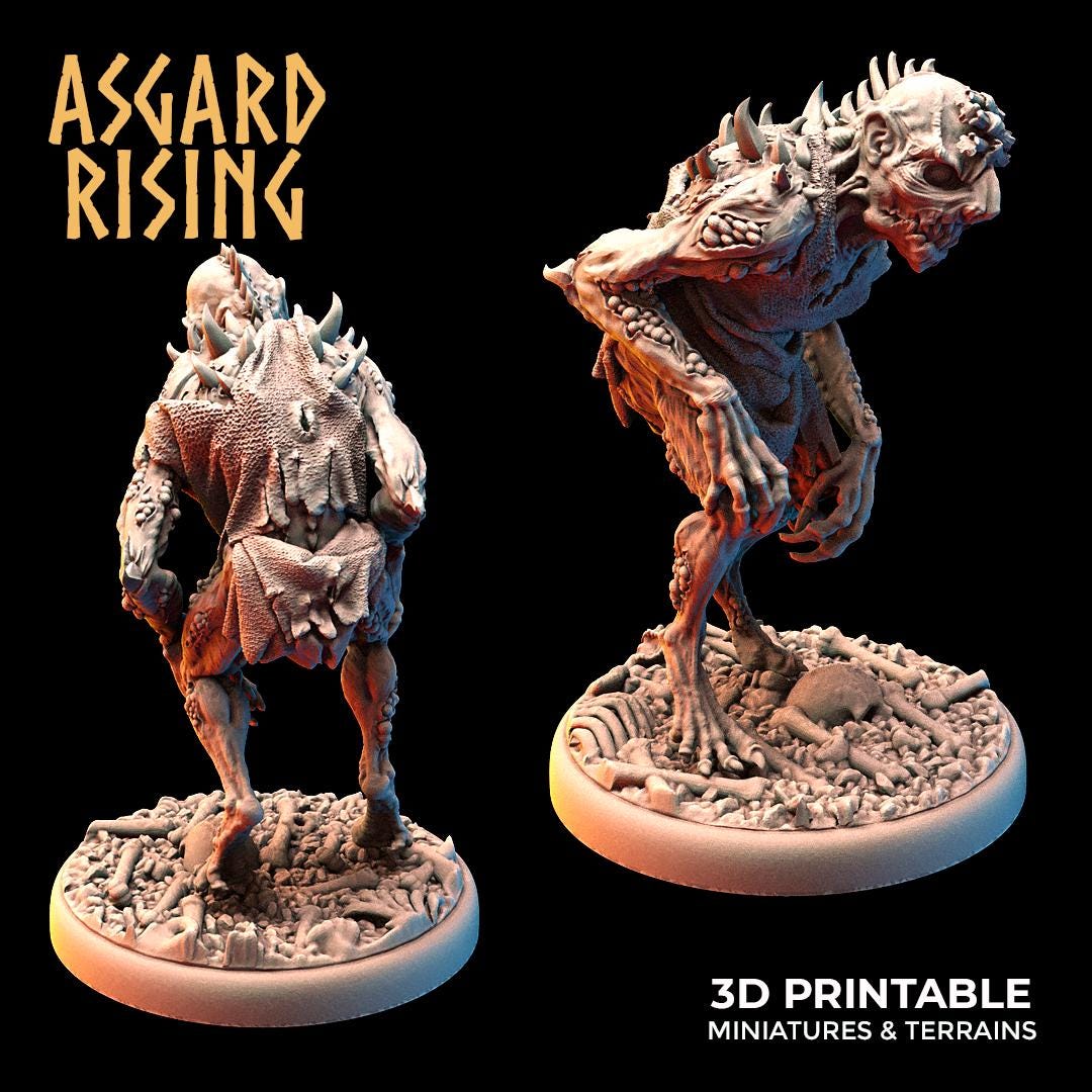 Ghuls - 32mm Resin DnD Ghoul Miniatures  Asgard Rising | Unpainted
