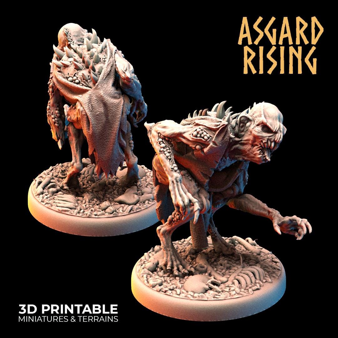 Ghuls - 32mm Resin DnD Ghoul Miniatures  Asgard Rising | Unpainted