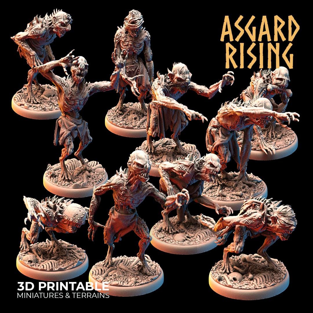 Ghuls - 32mm Resin DnD Ghoul Miniatures  Asgard Rising | Unpainted