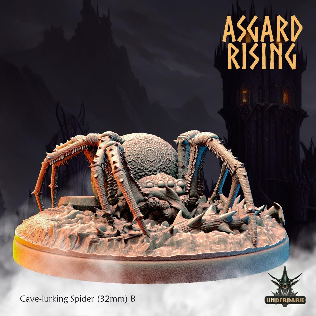 6 Piece Set Cave-Lurking Spiders - 32mm Resin DnD Miniatures - Asgard Rising | Unpainted