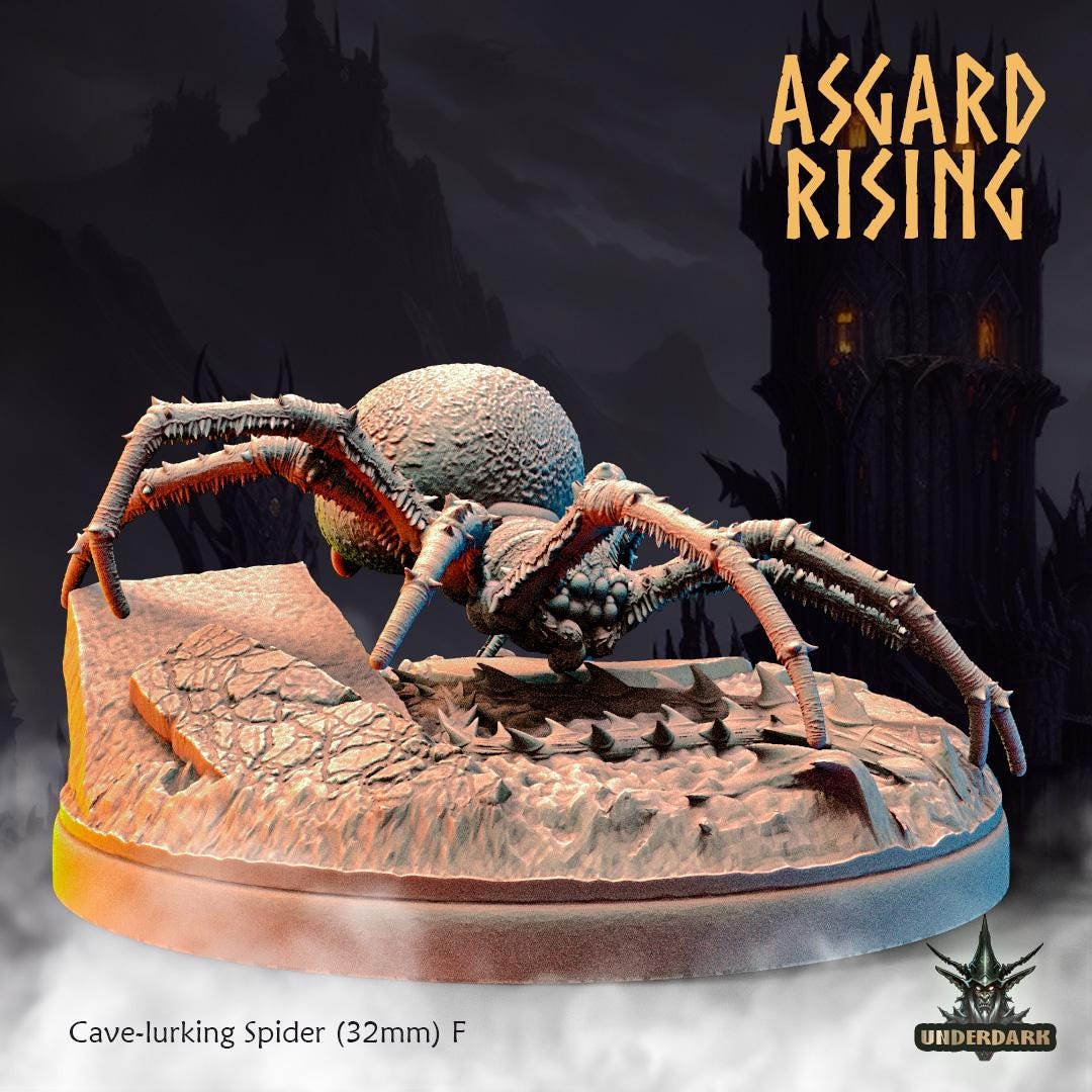 6 Piece Set Cave-Lurking Spiders - 32mm Resin DnD Miniatures - Asgard Rising | Unpainted