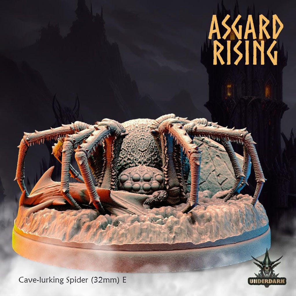 6 Piece Set Cave-Lurking Spiders - 32mm Resin DnD Miniatures - Asgard Rising | Unpainted