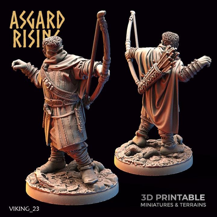 Viking Rangers Resin Miniatures | Asgard Rising 32mm Archers for DnD, Pathfinder & Daggerheart | Unpainted