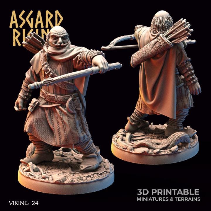Viking Rangers Resin Miniatures | Asgard Rising 32mm Archers for DnD, Pathfinder & Daggerheart | Unpainted