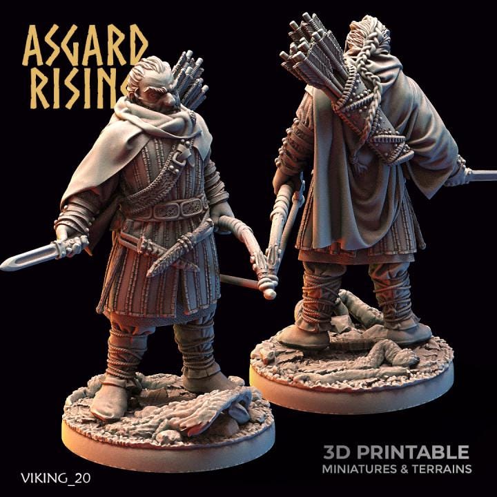 Viking Rangers Resin Miniatures | Asgard Rising 32mm Archers for DnD, Pathfinder & Daggerheart | Unpainted