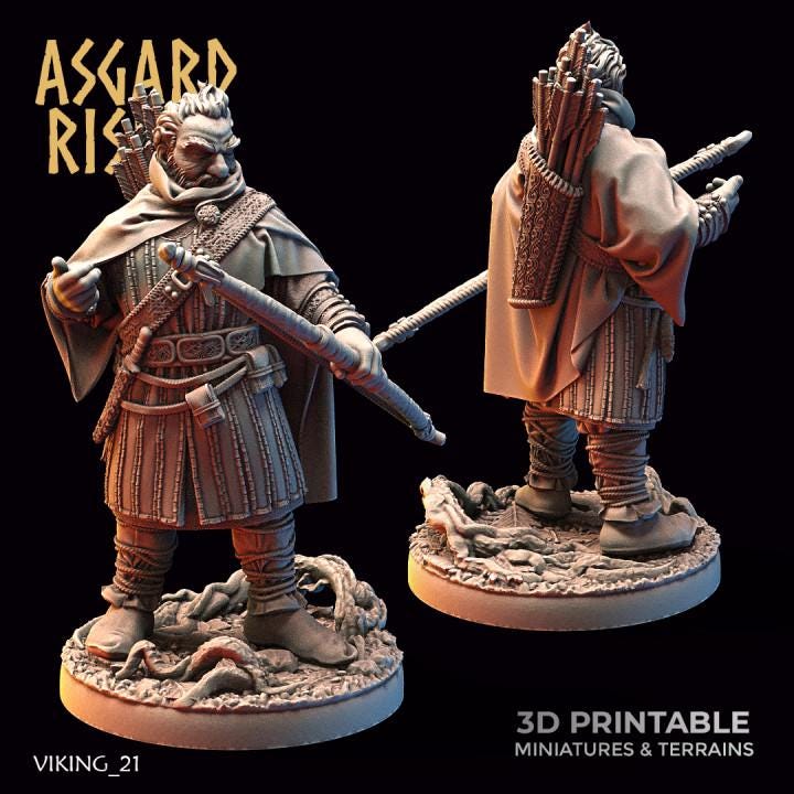 Viking Rangers Resin Miniatures | Asgard Rising 32mm Archers for DnD, Pathfinder & Daggerheart | Unpainted