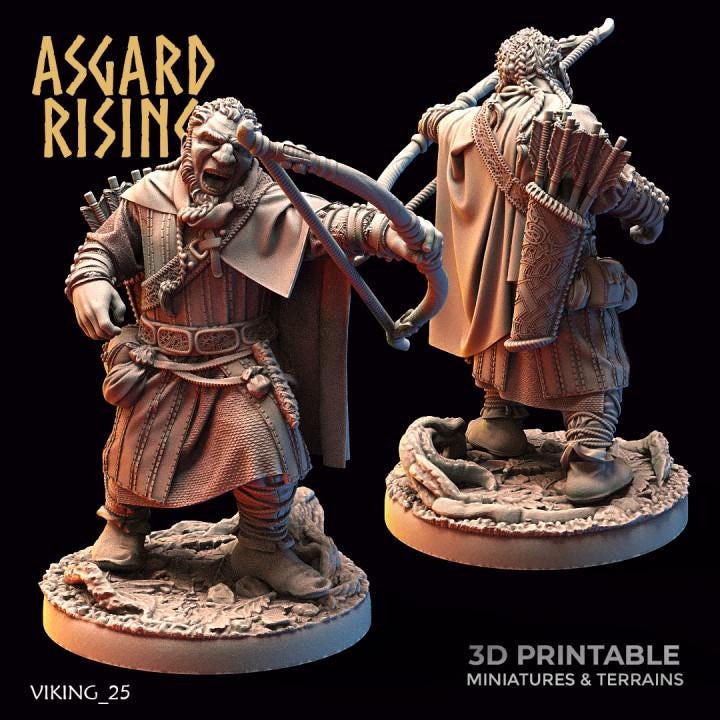 Viking Rangers Resin Miniatures | Asgard Rising 32mm Archers for DnD, Pathfinder & Daggerheart | Unpainted