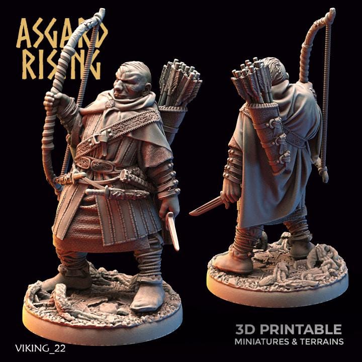 Viking Rangers Resin Miniatures | Asgard Rising 32mm Archers for DnD, Pathfinder & Daggerheart | Unpainted