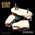 Stone Seats & Stone Table Set | 3-Piece Resin Terrain | Asgard Rising 32mm DnD Pathfinder | Unpainted