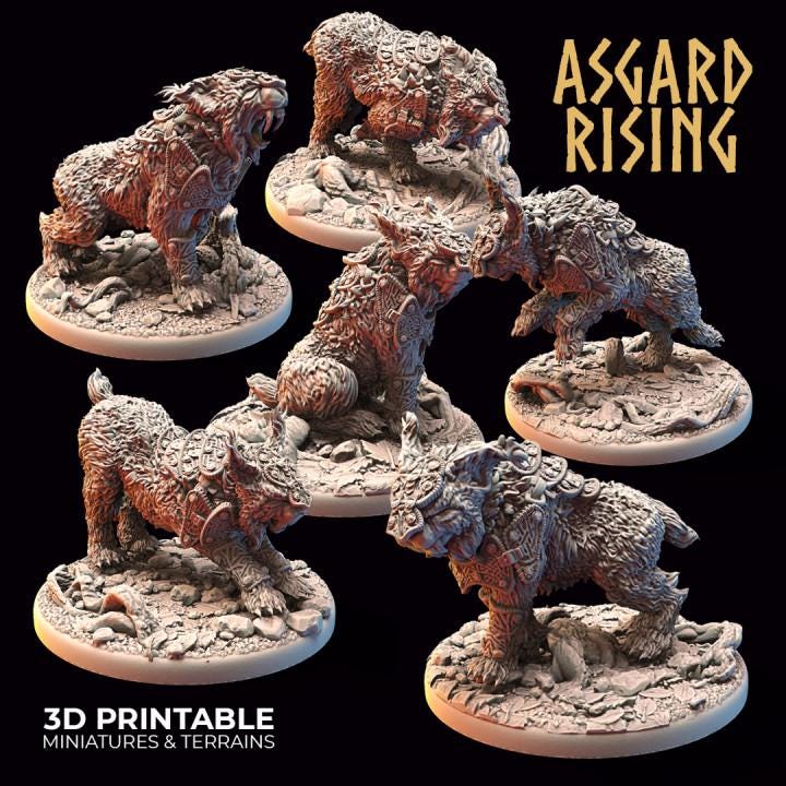 Royal Battle Lynx Miniature | Choose A-F or Set of 6 | Asgard Rising 32mm Resin DnD Pathfinder | Unpainted