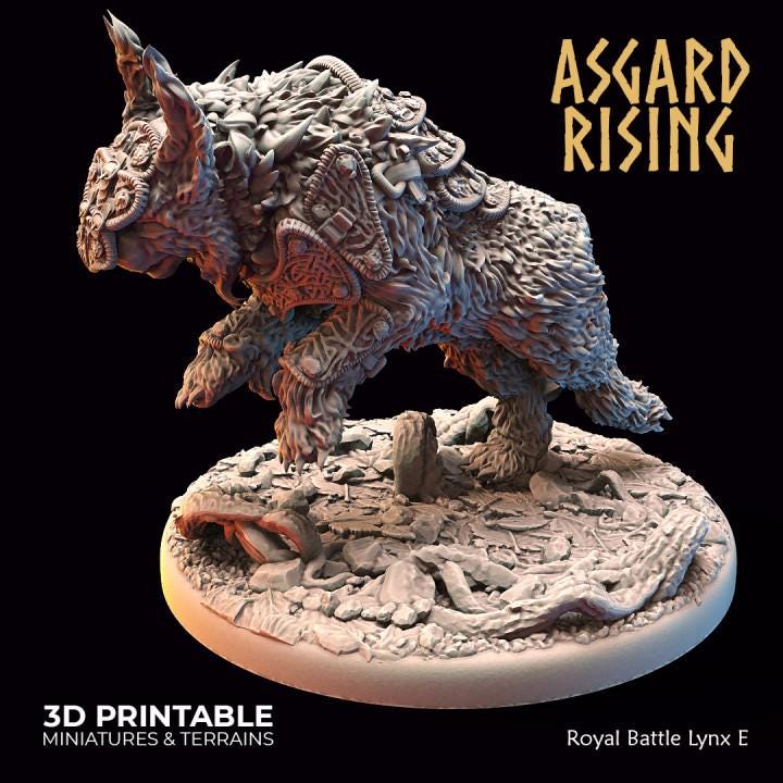 Royal Battle Lynx Miniature | Choose A-F or Set of 6 | Asgard Rising 32mm Resin DnD Pathfinder | Unpainted