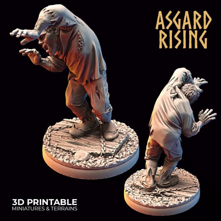 Zombies Resin Miniatures, Choose Individual or Set of 10, 32mm Undead DnD RPG Minis, Asgard Rising