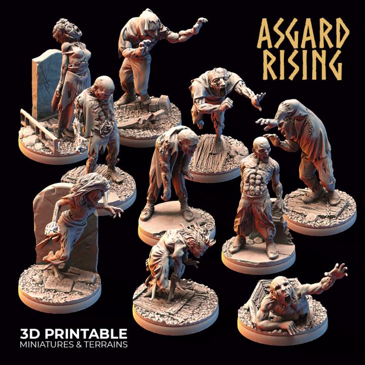 Zombies Resin Miniatures, Choose Individual or Set of 10, 32mm Undead DnD RPG Minis, Asgard Rising