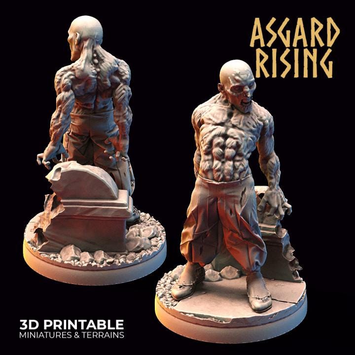 Zombies Resin Miniatures, Choose Individual or Set of 10, 32mm Undead DnD RPG Minis, Asgard Rising