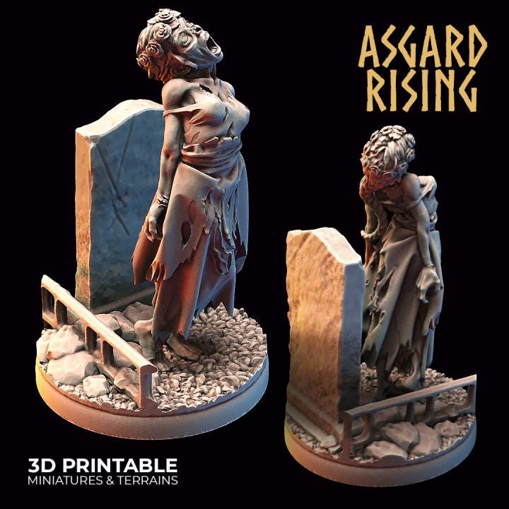 Zombies Resin Miniatures, Choose Individual or Set of 10, 32mm Undead DnD RPG Minis, Asgard Rising