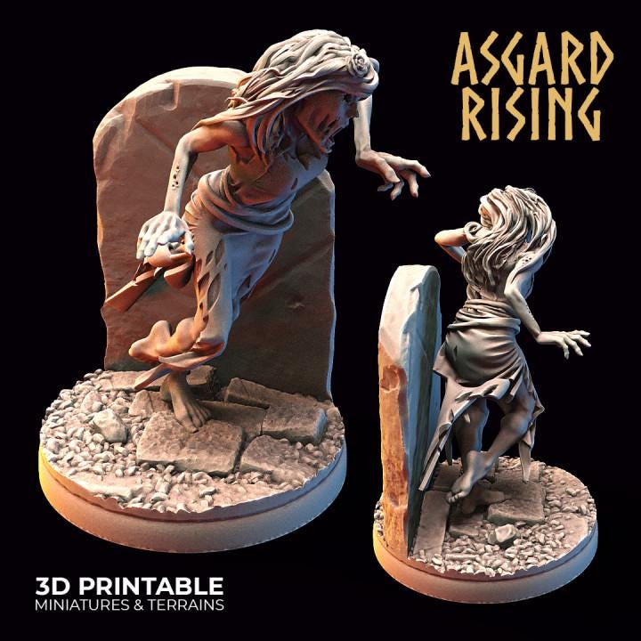 Zombies Resin Miniatures, Choose Individual or Set of 10, 32mm Undead DnD RPG Minis, Asgard Rising