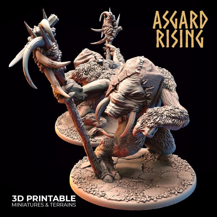 Tundra Troll Resin Miniature, Choose A-F or Set of 6, Asgard Rising 32mm DnD Pathfinder, Unpainted