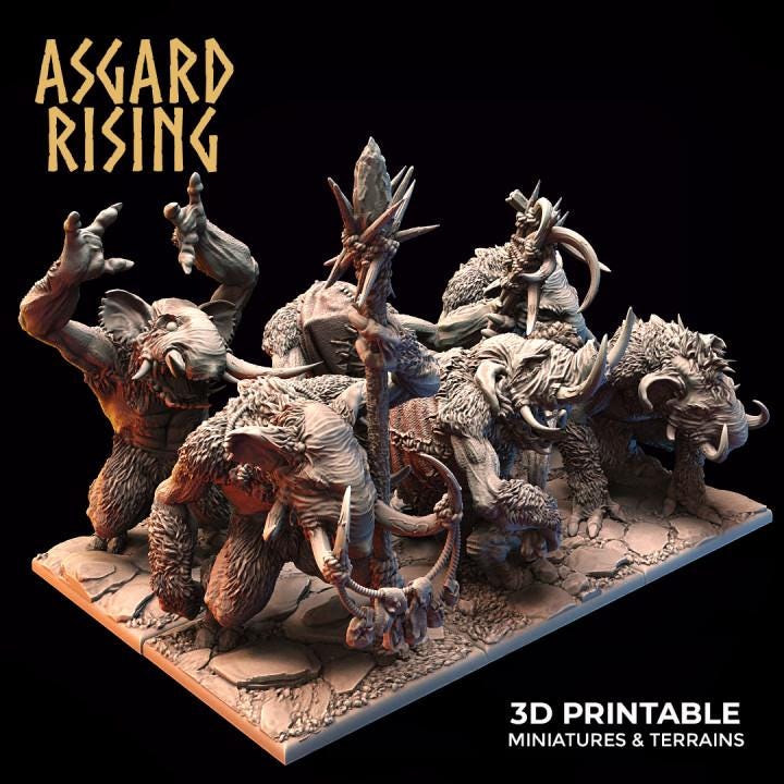 Tundra Troll Resin Miniature, Choose A-F or Set of 6, Asgard Rising 32mm DnD Pathfinder, Unpainted