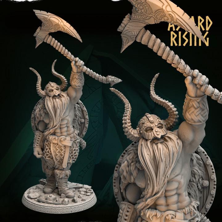 Jarl Rurik 54mm Resin Miniature | Asgard Rising Viking Chieftain for DnD, Pathfinder & Daggerheart | Unpainted