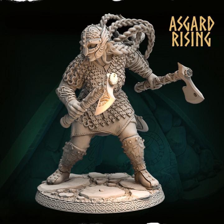 Aidda the Brave Alternative 54mm Resin Miniature | Asgard Rising Shield Maiden for DnD & Daggerheart | Unpainted