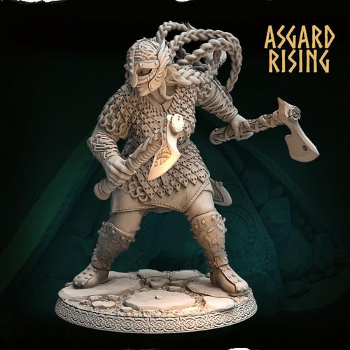 Aidda the Brave Alternative 54mm Resin Miniature | Asgard Rising Shield Maiden for DnD & Daggerheart | Unpainted