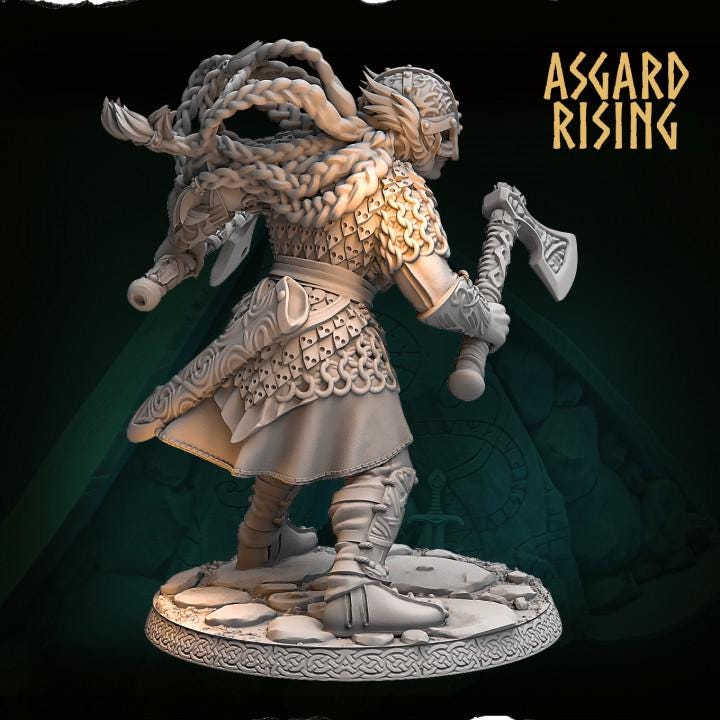 Aidda the Brave Alternative 54mm Resin Miniature | Asgard Rising Shield Maiden for DnD & Daggerheart | Unpainted