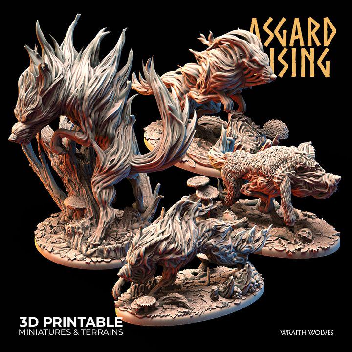 Wraith Wolves Resin Miniatures | Asgard Rising 32mm Undead Wolf Pack for DnD, Pathfinder & Daggerheart | Unpainted