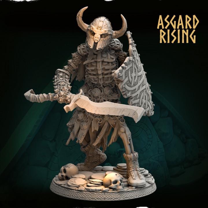 Gorr the Eternal 54mm Resin Miniature | Asgard Rising Undead Viking Chieftain for DnD & Daggerheart | Unpainted