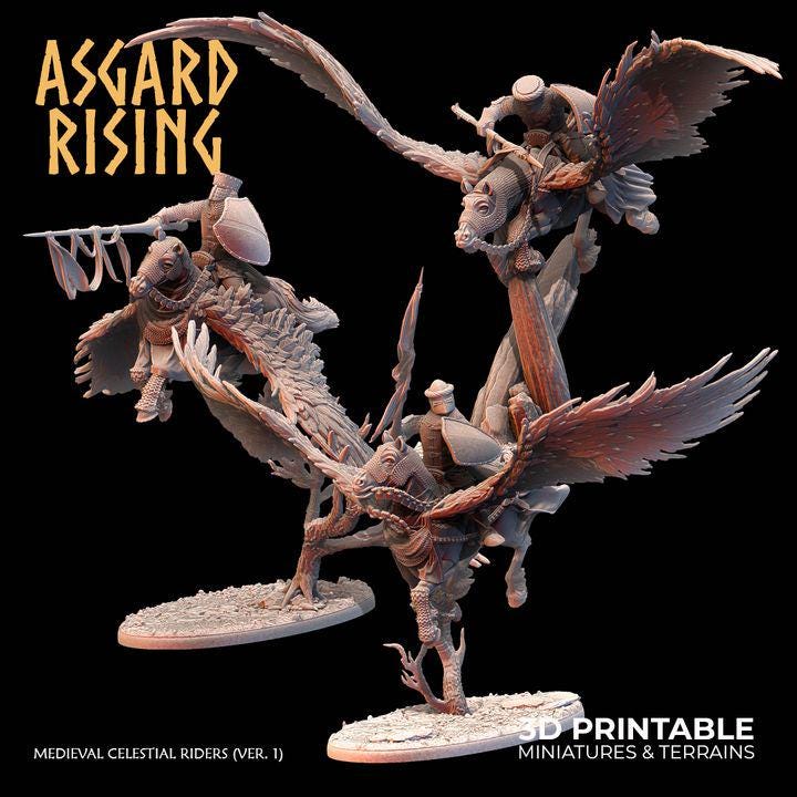 Medieval Celestial Rider Single Resin Miniature | Choose Your Rider | Asgard Rising Fantasy Cavalry | Unpainted