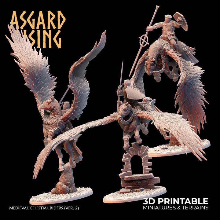Medieval Celestial Rider Single Resin Miniature | Choose Your Rider | Asgard Rising Fantasy Cavalry | Unpainted
