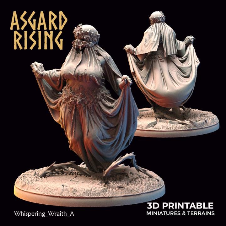 Whispering Wraith Resin Miniatures | Choose A-E or Full Set | Asgard Rising 32mm Undead RPG Minis | Unpainted