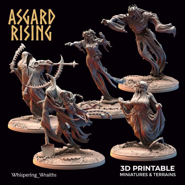 Whispering Wraith Resin Miniatures | Choose A-E or Full Set | Asgard Rising 32mm Undead RPG Minis | Unpainted