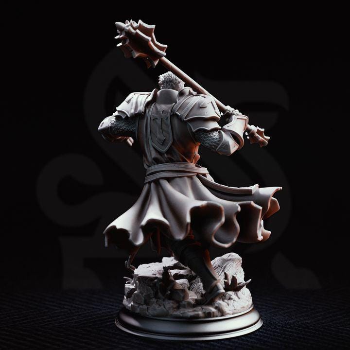 Paladin of War Thaddeus Resin Miniature | DM Stash 32mm Fantasy Knight | 25mm Base | Unpainted