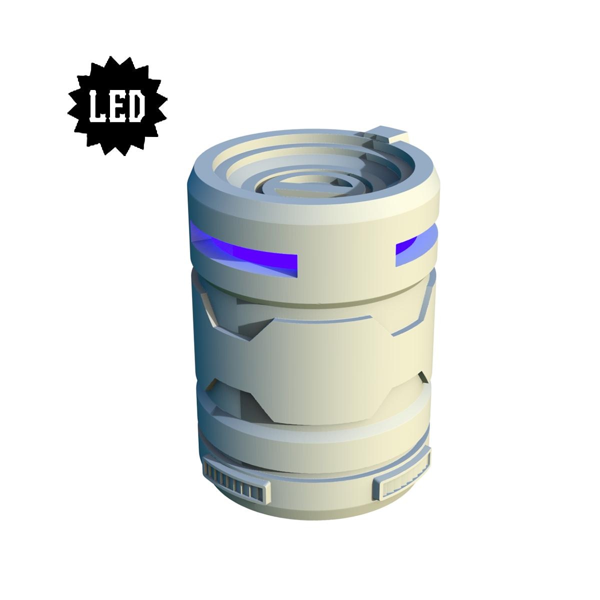 LED Sci-Fi Barrel Resin Terrain, Light-Up Cargo Scatter, Moonshine Miniatures 32mm Wargame, Unpainted image 1