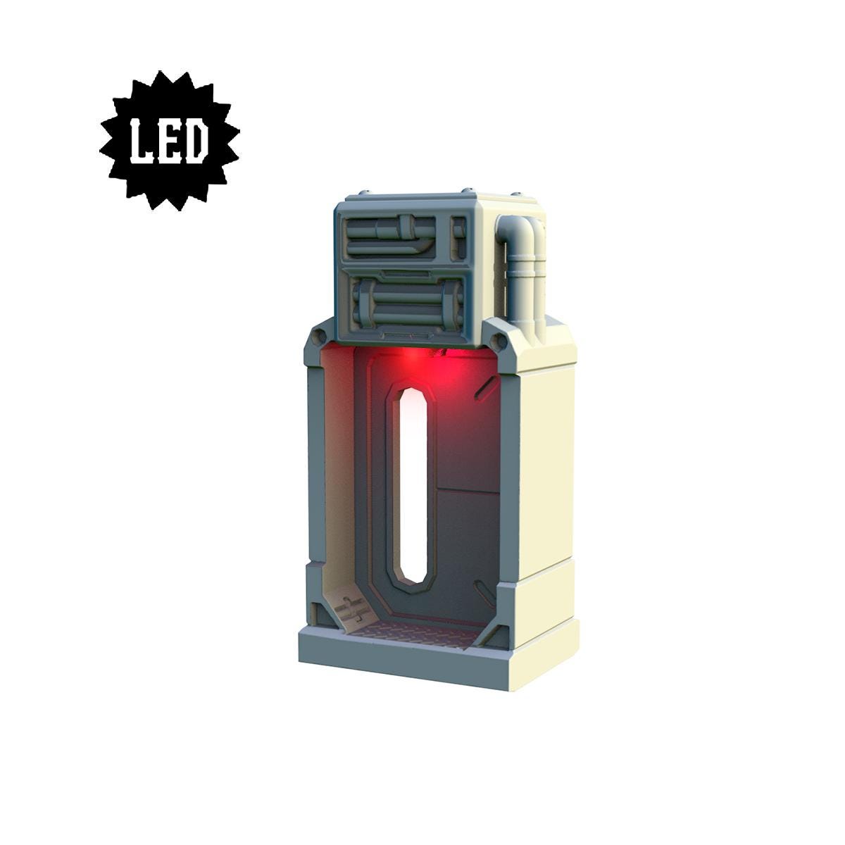 LED Emergency Door Resin Terrain, Light-Up Sci-Fi Hatch, Moonshine Miniatures 32mm Wargame, Unpainted image 1