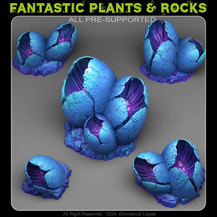 Hatched Alien Eggs — creator render; supplied unpainted