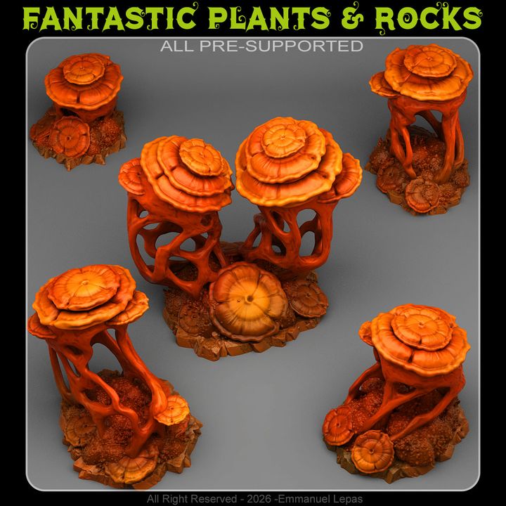 Underdark Mushrooms — creator render; supplied unpainted
